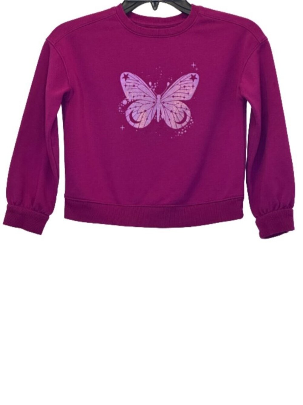Girl's Purple Graphic Butterfly Sweatshirt Size S (6-7)